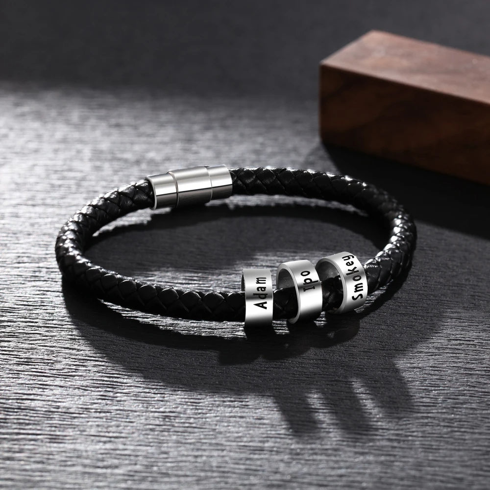 Pulsera de cuero personalizada para hombre