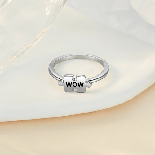 Anillo de rompecabezas con grabado personalizado para mujer