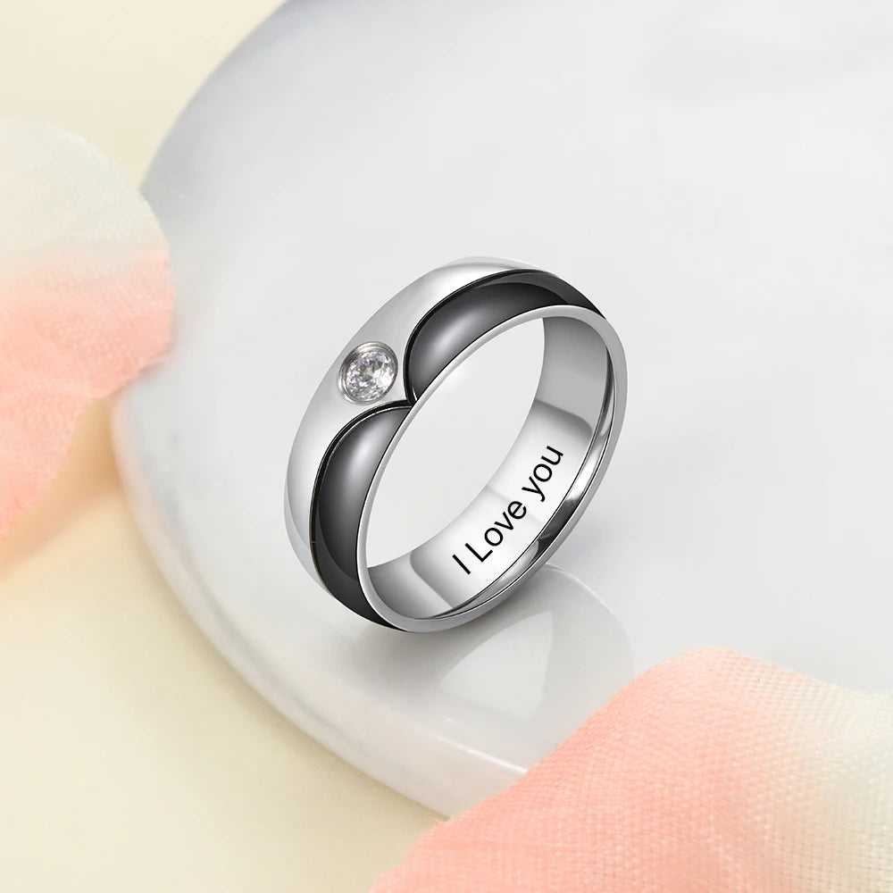 Anillos de acero inoxidable personalizados con circonita para hombres y mujeres