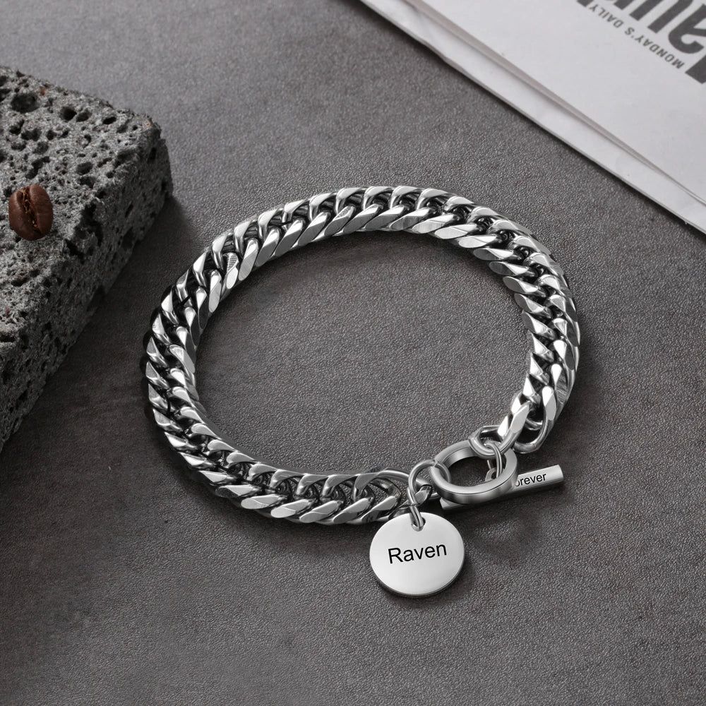 pulsera personalizada con grabado de nombre para hombre y mujer