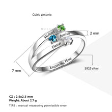 Load image into Gallery viewer, Anillos de plata de ley 925 con grabado de nombre de familia para mujer