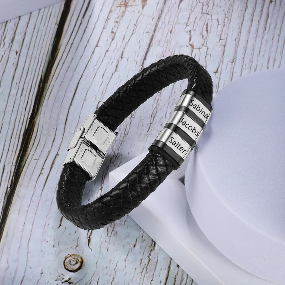 pulsera de cuero trenzado para hombre