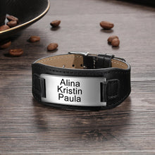 Load image into Gallery viewer, Pulseras personalizadas de acero inoxidable con grabado de ID para hombres