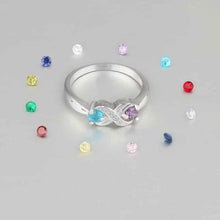 Load image into Gallery viewer, Anillo infinito de Plata de Ley 925 para mujer, con 2 piedras de nacimiento redondas