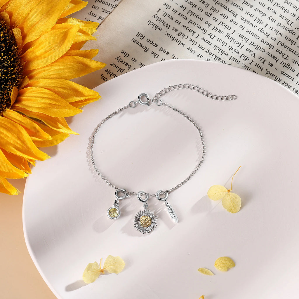 pulsera personalizada de girasol para mujer