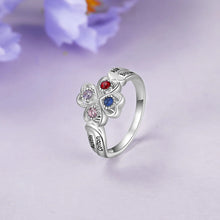 Load image into Gallery viewer, Anillo de flores personalizado con 4 piedras de nacimiento para mujer