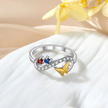 Load image into Gallery viewer, Anillo de mariposa personalizado con 2 piedras de nacimiento