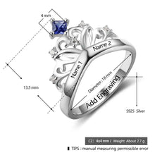 Load image into Gallery viewer, Anillo de Plata de Ley 925 con diseño de corona