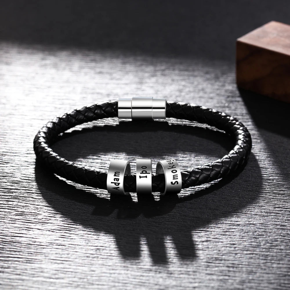 Pulsera de cuero personalizada para hombre