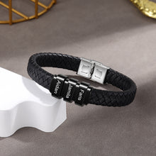 Load image into Gallery viewer, pulsera de cuero trenzado con cuentas personalizadas