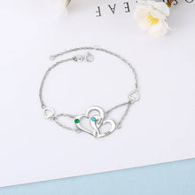 Load image into Gallery viewer, Pulsera de corazón entrelazado personalizada con piedra natal para mujer