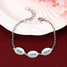 Load image into Gallery viewer, Pulsera de la amistad de acero inoxidable con diseño ovalado personalizado para parejas