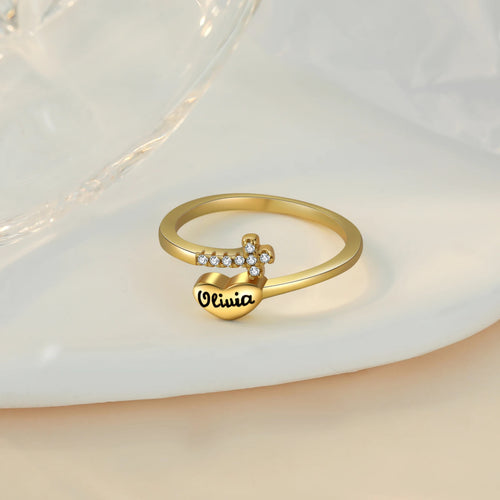 Anillos de Color dorado con nombre grabado personalizado para mujer