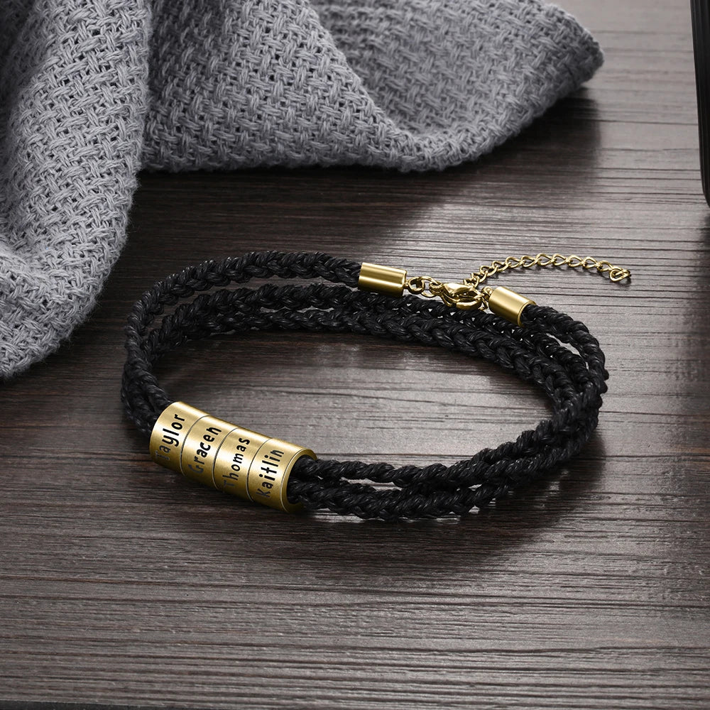 Pulsera de cuerda trenzada ajustable para hombre