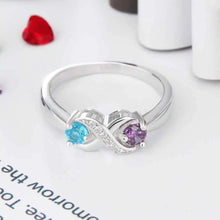 Load image into Gallery viewer, Anillo infinito de Plata de Ley 925 para mujer, con 2 piedras de nacimiento redondas