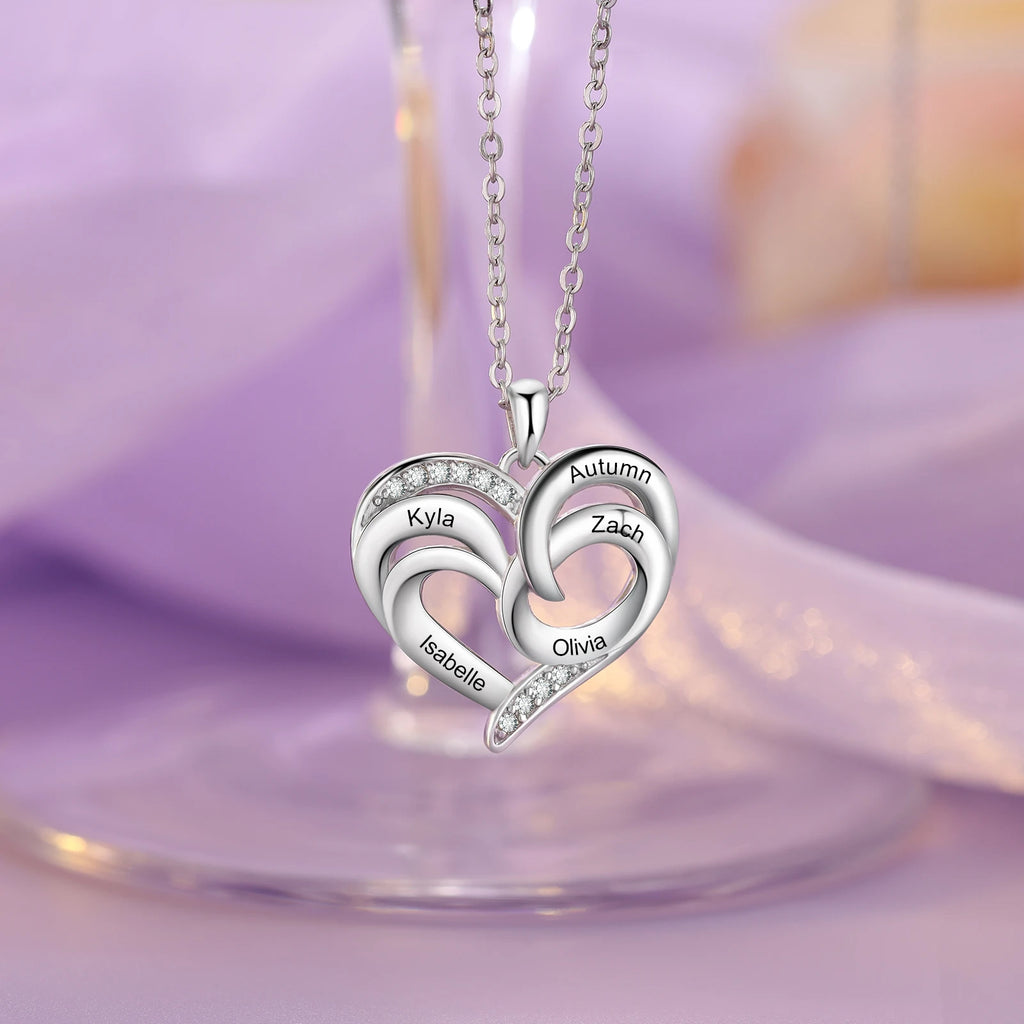 Collares de corazón con grabado personalizado para madre