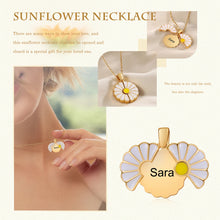 Cargar imagen en el visor de la galería, Collar con medallón de flores personalizado para mujer, cadena con nombre