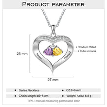 Load image into Gallery viewer, collar de corazón personalizado con grabado de 1-8 nombres