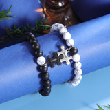 Pulsera de cuentas ajustable con nombre grabado personalizado para hombres y mujeres