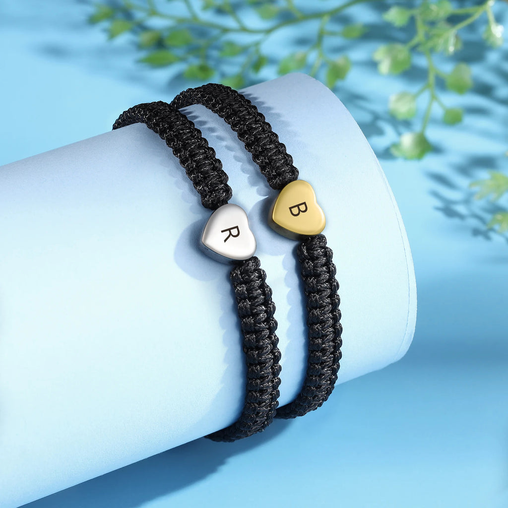 Pulsera de pareja con letras iniciales personalizadas para hombres y mujeres