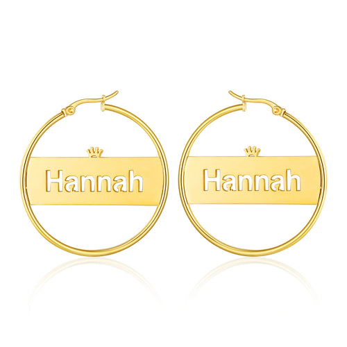 pendientes de acero inoxidable con placa con nombre personalizada para mujer