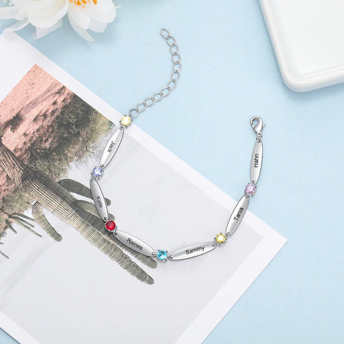 pulsera personalizada con 6 incrustaciones de piedras de nacimiento