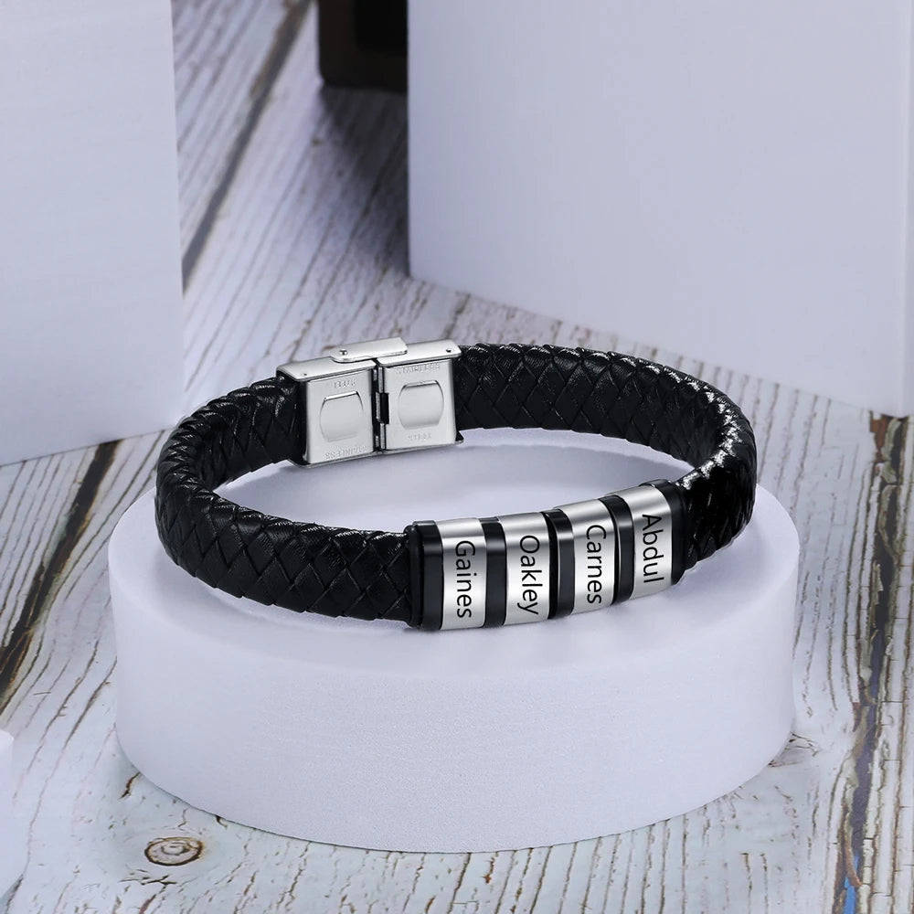 pulsera de cuero trenzado para hombre