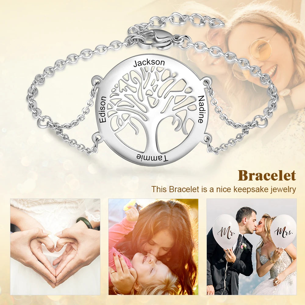 Pulseras personalizadas de árbol de la vida para mujer