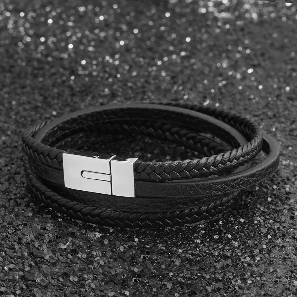 Pulsera deportiva de cuero genuino para hombre