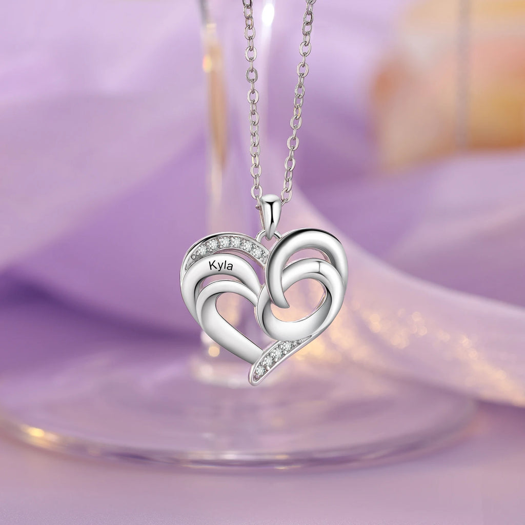 Collares de corazón con grabado personalizado para madre