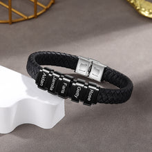 Load image into Gallery viewer, pulsera de cuero trenzado con cuentas personalizadas