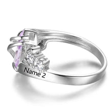 Load image into Gallery viewer, Anillo de piedra natal personalizado para mujer, anillos de amor con grabado de nombre