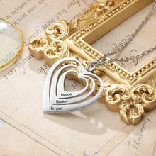 Load image into Gallery viewer, collar con colgante personalizado de 3 corazones para mujer