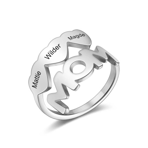 Anillo de acero inoxidable personalizado para mujer