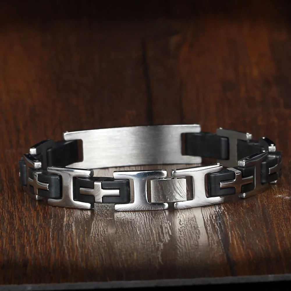 Pulsera de acero inoxidable con Cruz para hombre