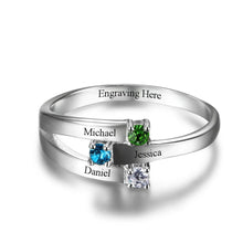 Load image into Gallery viewer, Anillos de plata de ley 925 con grabado de nombre de familia para mujer