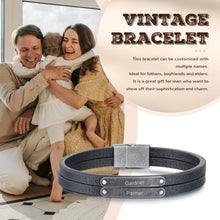 Load image into Gallery viewer, Vintage-pulsera de cuero con grabado personalizado para hombre