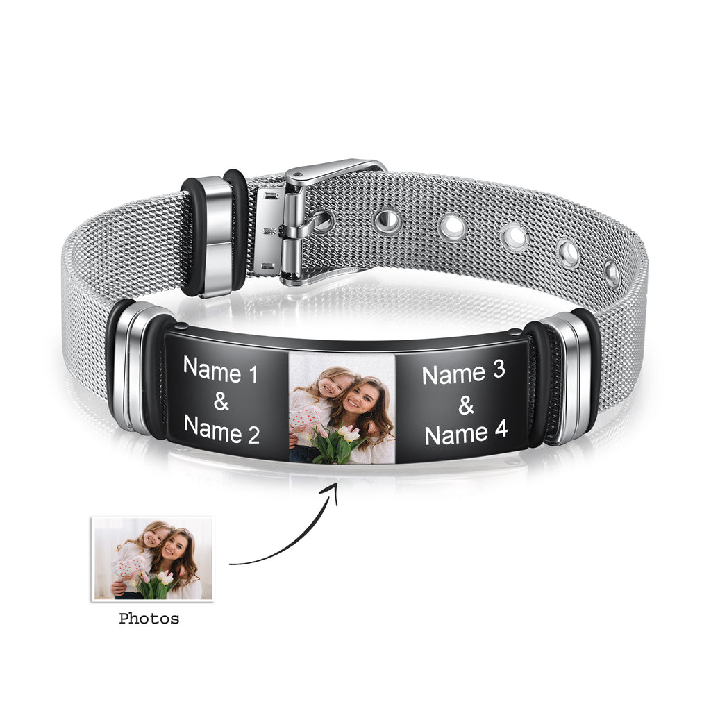 Pulsera de cadena ajustable con foto personalizada para hombre