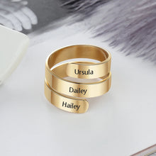 Load image into Gallery viewer, Anillo de acero inoxidable con grabado personalizado para mujer