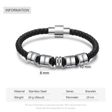 Load image into Gallery viewer, Pulseras de cuero negro personalizadas para hombre