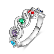 Load image into Gallery viewer, Anillo de compromiso personalizado con grabado de 5 nombres para mujer