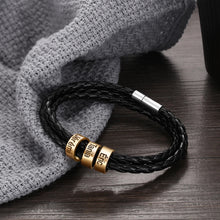 Cargar imagen en el visor de la galería, pulsera de cuero multicapa personalizada para hombre