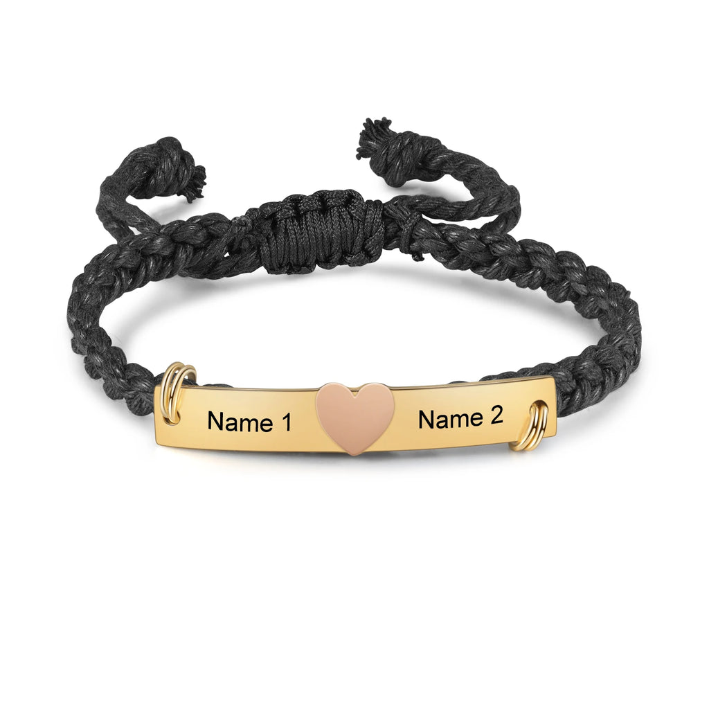 Pulsera de identificación grabada personalizada con corazón