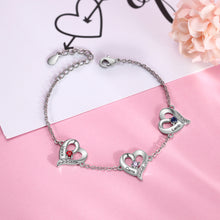 Load image into Gallery viewer, Pulseras personalizadas de varios corazones con piedra natal