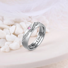 Load image into Gallery viewer, Anillos grabados de alas de Ángel de circonita personalizados para mujer