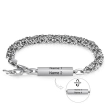 Load image into Gallery viewer, Pulsera de acero inoxidable con grabado personalizado para hombre