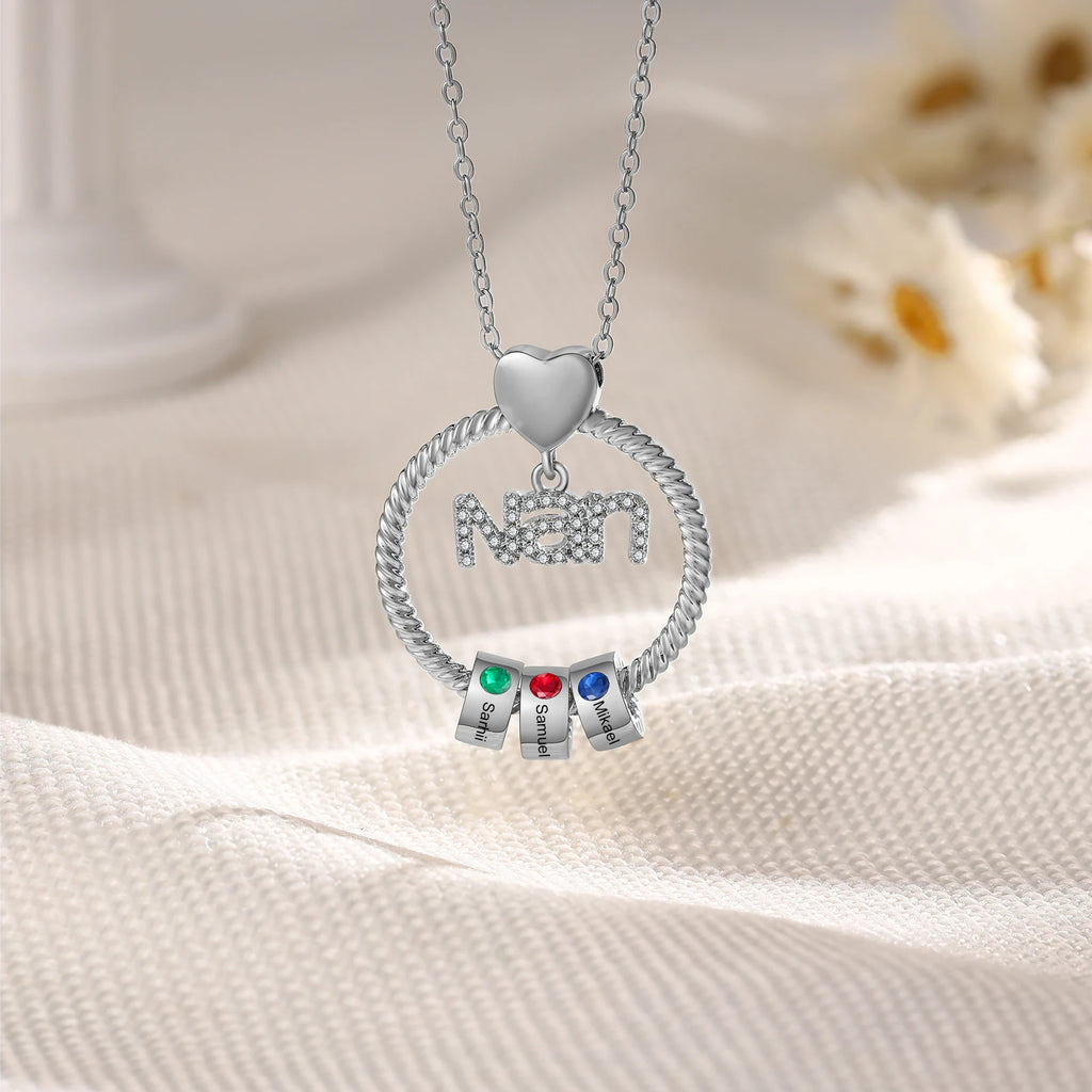 Collar de círculo Nan personalizado con 1-8 piedra natal