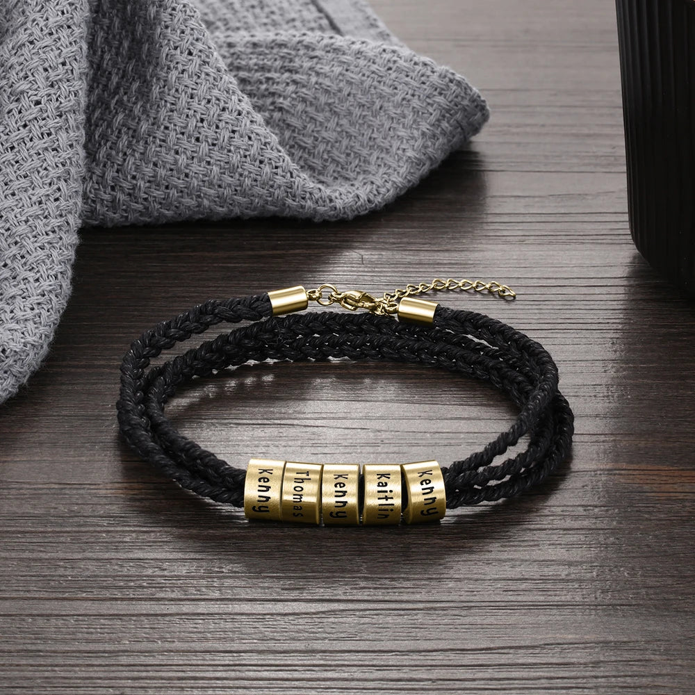 Pulsera de cuerda trenzada ajustable para hombre