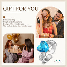 Cargar imagen en el visor de la galería, Anillo de piedra natal de corazón personalizado clásico