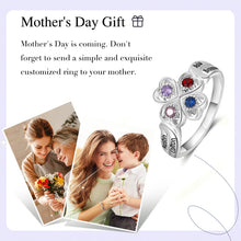 Load image into Gallery viewer, Anillo de flores personalizado con 4 piedras de nacimiento para mujer